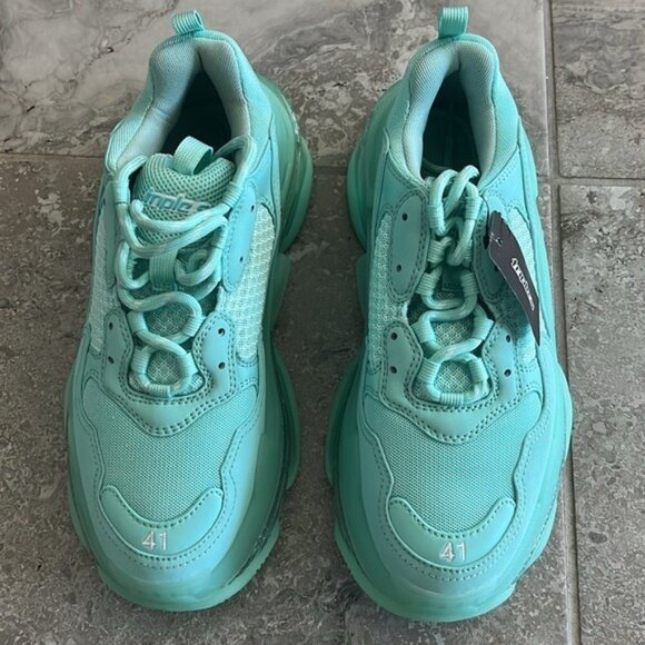 NWT Balenciaga Triple S Clear Sole Chunky Sneakers in Mint, Size 41 New in Box - Picture 13 of 13